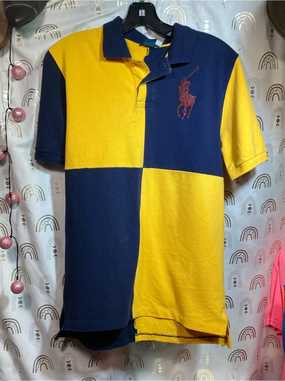 Ralph Lauren Yellow and Navy Colorblock Polo Shirt